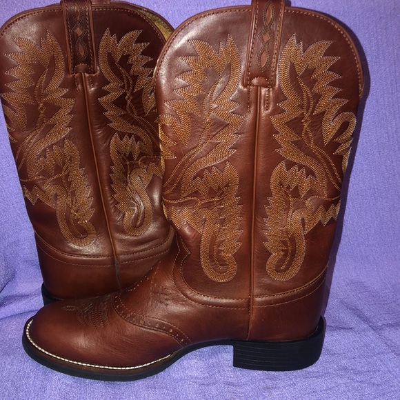 Used Women’s Justin AQHA Mesquite Cowhide Boots Size 9B. Brown - Picture 13 of 16
